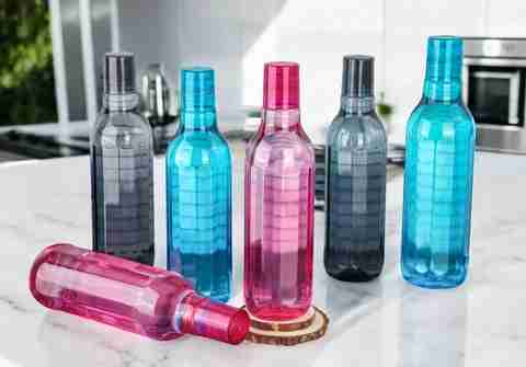 OMORTEX Stay Cool & Hydrated at school,college,work,gym & outdoor 1000 ml Plastic Bottle (Pack of 6, Multicolor) - Image 5