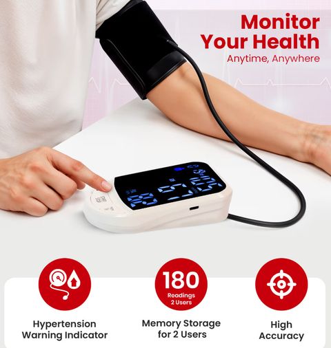 AGEasy (Max Group) Automatic Digital Blood Pressure Machine USB Type C Battery powered Bp Monitor (White) - Image 7