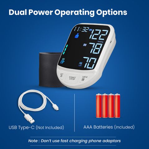 AGEasy (Max Group) Automatic Digital Blood Pressure Machine USB Type C Battery powered Bp Monitor (White) - Image 5