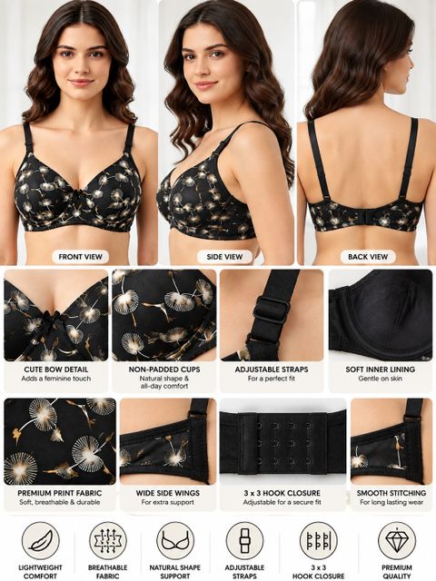 Vanila Women Everyday Lightly Padded Bra (Black) - Image 8