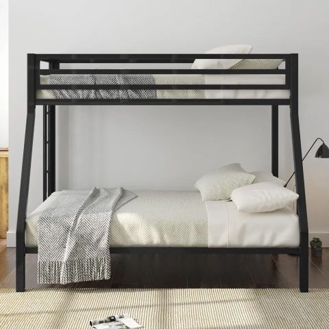 BhaviHandicraft Twin Over Full Metal Bunk Bed, Black - Image 7