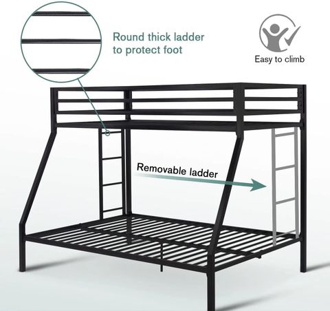 BhaviHandicraft Twin Over Full Metal Bunk Bed, Black - Image 6