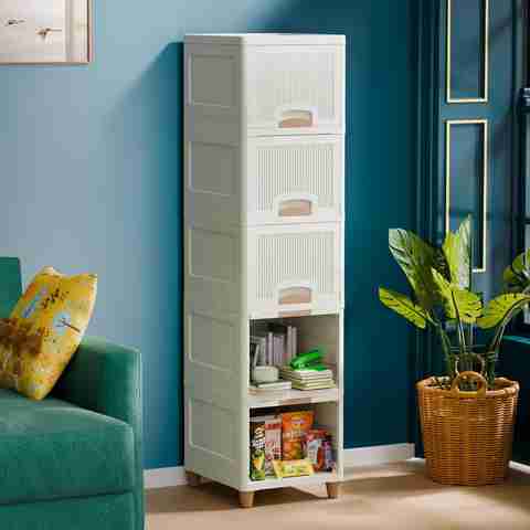 AK10ZONE 5 Compartment Plastic Chest of Drawers White - Image 5
