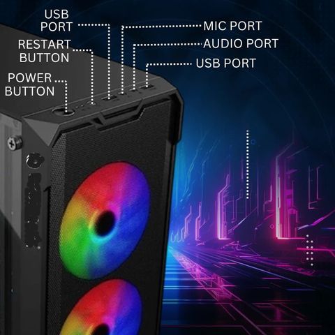 rionix CIG2008 Gaming Cabinet Black with USB 3.0 - Image 4
