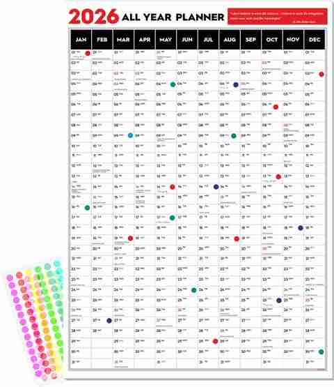 ESCAPER Big Planner 2026 Wall Calendar (18 x 25 inches) with Dot