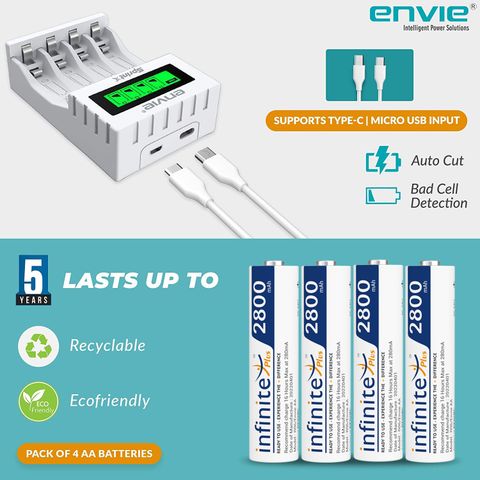 Envie ECR 11 MC Ultra Fast Charger with 4xAA 2800mAh Batteries - Image 8