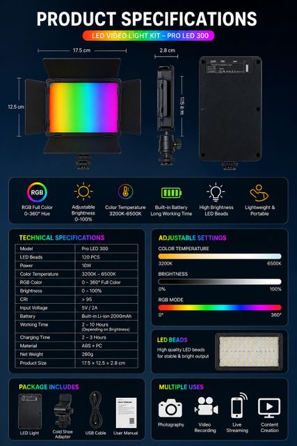 NETZI Pro LED 300 Camera Light Multicolor 1300 lx - Image 4