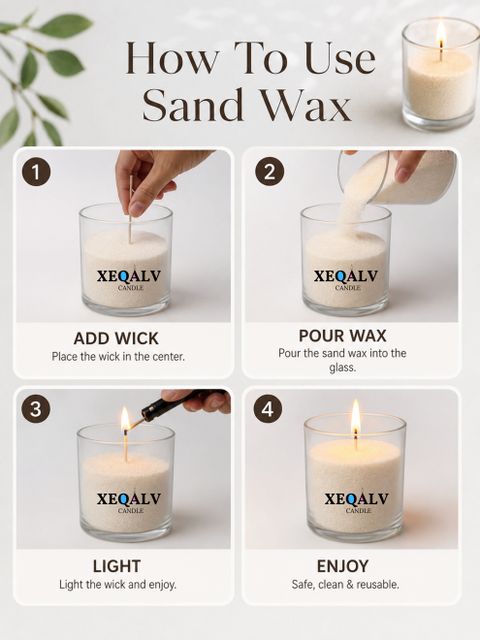 XEQALV Sand Wax with 5 Cotton Wicks, White, Pack of 100 - Image 8