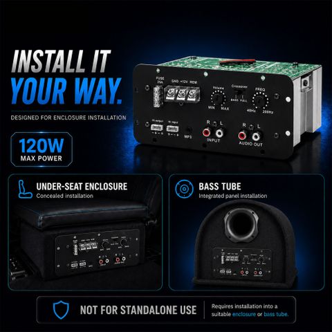 Carzi 120W Bass Tube Amplifier Module, 12V, Bass Tubes & Compatible Speaker Enclosures Mono Class AB Car Amplifier - Image 6