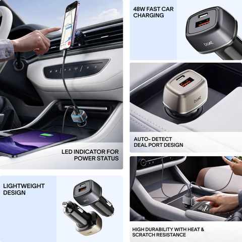 boAt 48 W Turbo Car Charger (Black, With USB Cable) - Image 4