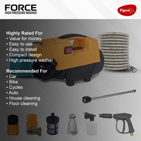Pigeon FORCE HIGH PRESSURE CAR WASHER, 1800 Watts Motor, 8.5L/Min Flow Rate, 130 Bars Pressure Washer - Image 5