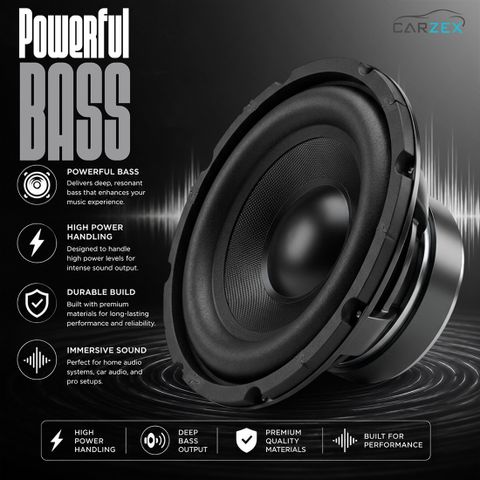 CARZEX 8 Inch Subwoofer with 150W RMS, 4-ohms, 500W Peak Power Single Magnet Power For Automotive & Car Audio Systems (Single Piece) Subwoofer (Powered , RMS Power: 150 W) - Image 6