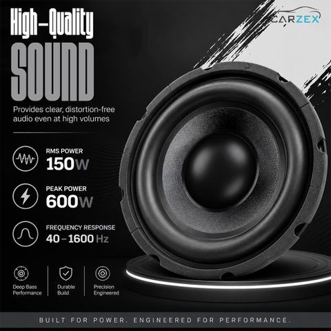 CARZEX 8 Inch Subwoofer with 150W RMS, 4-ohms, 500W Peak Power Single Magnet Power For Automotive & Car Audio Systems (Single Piece) Subwoofer (Powered , RMS Power: 150 W) - Image 7