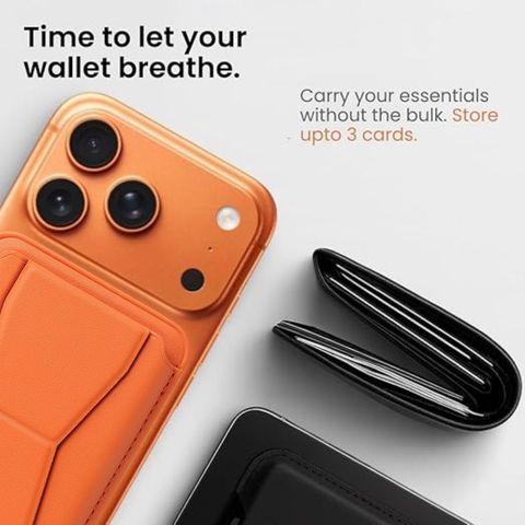 StealODeal MagSafe Magnetic Card Holder with Stand, Orange - Image 6