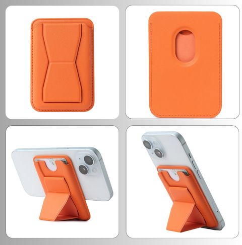 StealODeal MagSafe Magnetic Card Holder with Stand, Orange - Image 5
