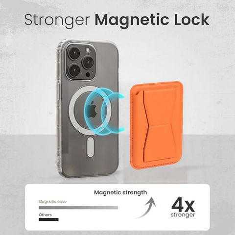 StealODeal MagSafe Magnetic Card Holder with Stand, Orange - Image 3