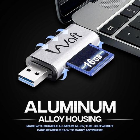 AIWaft Dual Connectivity Card Reader Type C USB 3.0 2-in-1 SD/Micro SD Slots Card Reader (Grey) - Image 5