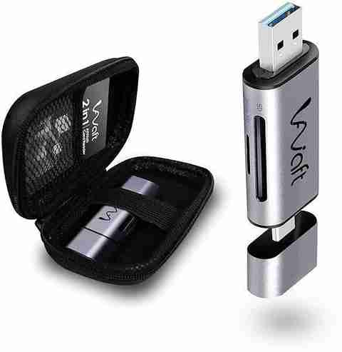 AIWaft Dual Connectivity Card Reader Type C USB 3.0 2-in-1 SD/Micro SD Slots Card Reader (Grey) - Image 2