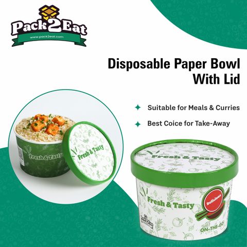 Pack2Eat Bowl Paper Packaging Box, Pack of 50, White - Image 8