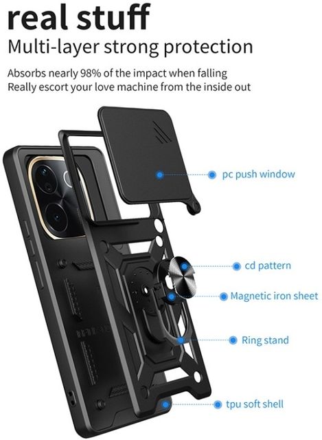 KrKis Back Cover for IQ00 Z9s Pro Vivo T3 Pro (Black, Shock Proof, Polycarbonate, Pack of: 1) - Image 3