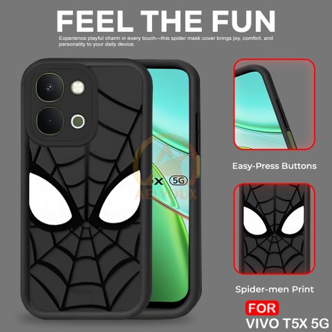 AelVouX Back Cover for Vivo T5X 5G (Black, Flexible, Silicon, Pack of: 1) - Image 5