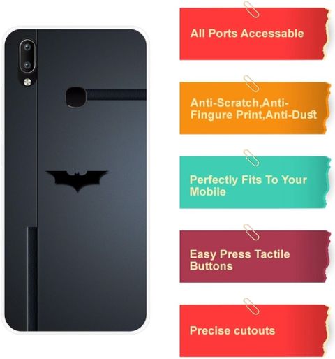 FEBOS Back Cover for Vivo Y91, Batman Logo, Black - Image 4