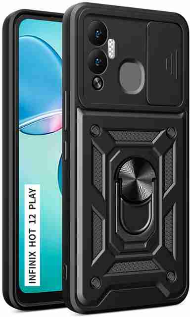 NewSelect Back Cover for Infinix Hot 12 Play (Black, Shock Proof) - Image 2