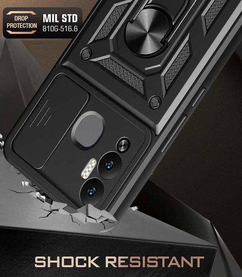 NewSelect Back Cover for Infinix Hot 12 Play (Black, Shock Proof) - Image 4