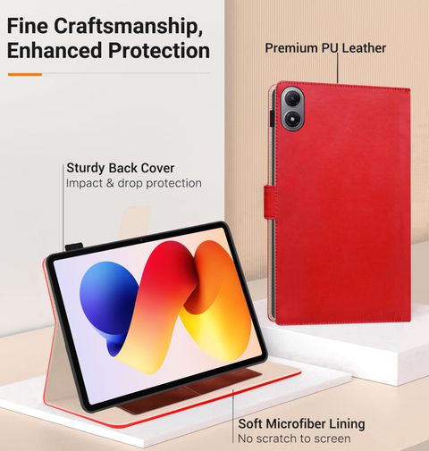 TGK Flip Cover for REDMI Pad 2 Pro 5G 12.1 inch Tablet (Red, Dual Protection, Leather, Thermoplastic Polyurethane, Pack of: 1) - Image 5