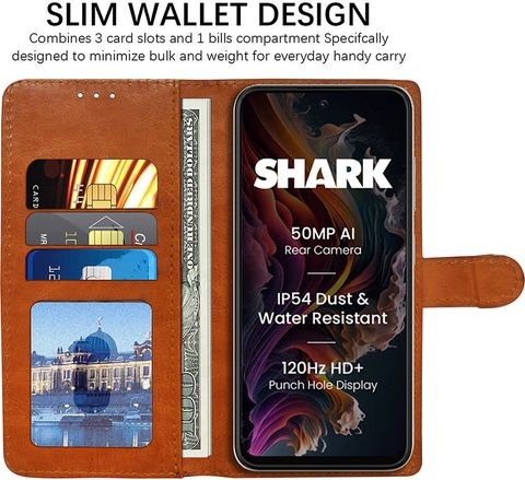 Casotec Flip Cover for Lava Shark 4G (Black, Leather) - Image 8