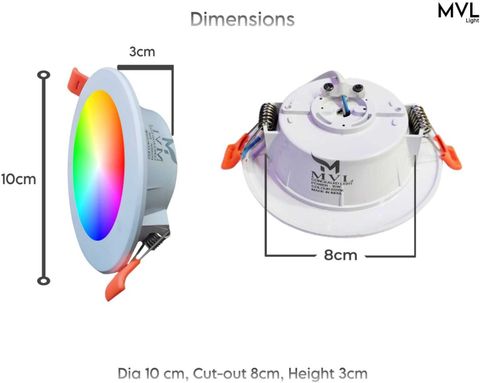 MVL 10W Maxa 7-in-1 Multicolor Round LED DownLight Color Changing Light Pack of 3 Ceiling Light Ceiling Lamp (Multicolor) - Image 6