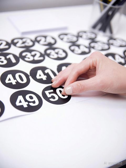 greencom 2.54 cm 1 to 50 Number Stickers 1Inch Small Self-Adhesive