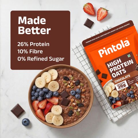 Pintola 26g High Protein Oats, Dark Chocolate,No Refined Sugar Pouch (1 kg) - Image 6