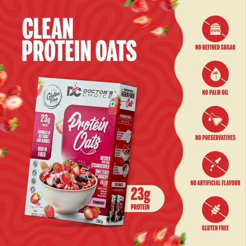 DOCTOR'S CHOICE Strawberry High Protein Oats, 23g - Image 6