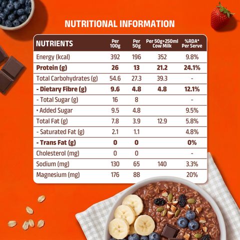 Pintola 26g High Protein Oats, Dark Chocolate,No Refined Sugar Pouch (1 kg) - Image 8