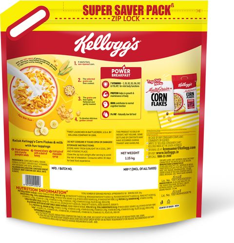 Kellogg's Corn Flakes Original 1.15kg | Power Breakfast | 7 Vitamins & Protein Pouch (1.15 kg) - Image 6