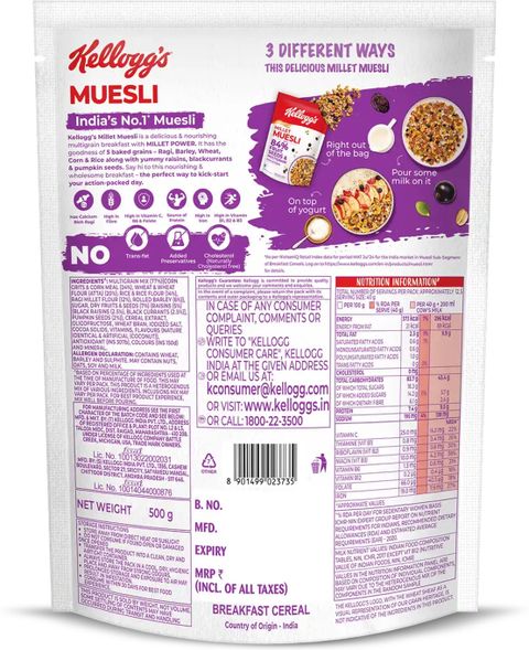 Kellogg's Millet Muesli|Power Breakfast| No Maida |No Palm Oil Pouch (500 g) - Image 6