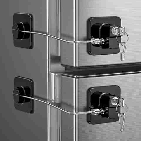 BAREPEPE Child Safety Device Refrigerator Door Lock With 2 Keys & Adhesives Pack of 2 (Black) - Image 5