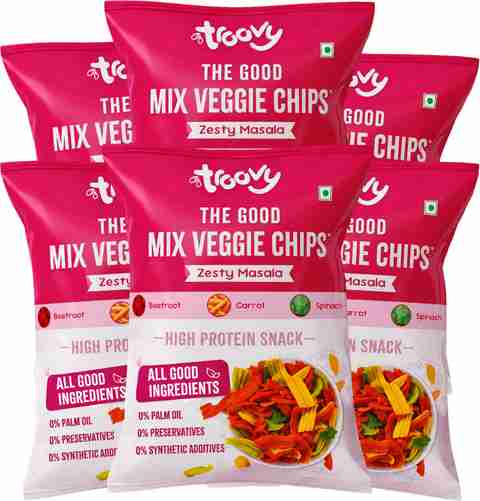 Troovy High Protein Mix Veggie (Zesty Masala) Chips (6 x 70 g) - Image 5