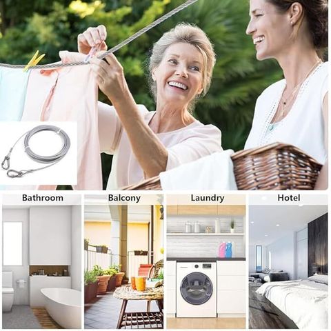 Pushnye Silver Clothesline Rope 5 Meter | Multipurpose Laundry Drying Wire Steel Retractable Clothesline (5 m) - Image 7