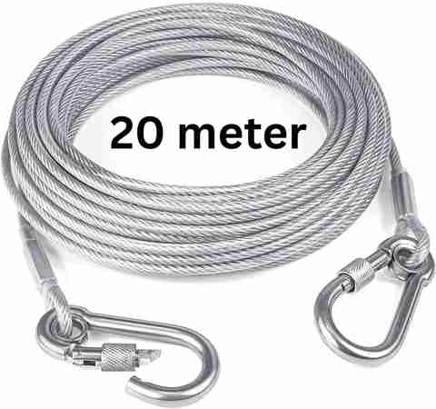 homken 20 M Heavy Duty Cloth Drying Wire | Rust Proof Steel Cable Stainless Steel Retractable Clothesline (20 m) - Image 3