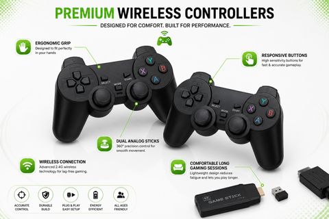 M8 Pro 4K Ultra HD Retro HDMI Game H8 Stick 64GB Dual Wireless Controller with Game and Expansion Pack (Code in the Box - for PC) - Image 6
