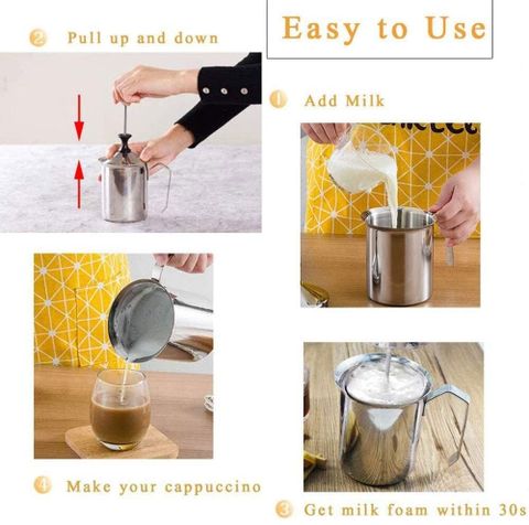 JEMICA 400 ml Manual Milk Frother Pitcher - Image 4
