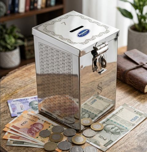 KOKOLINE Money Saving Box 100000 Rupees Challenge Coin Bank Silver - Image 7