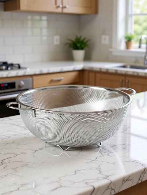 Freshome Stainless Steel Colander Fruits Vegetable Washing Rice Strainer 22.5x7cm Medium Colander (Silver Pack of 1) - Image 5