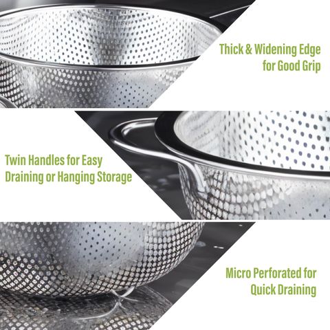Freshome Stainless Steel Colander Fruits Vegetable Washing Rice Strainer 22.5x7cm Medium Colander (Silver Pack of 1) - Image 6