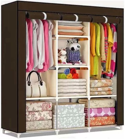 SHOEVAULT SOLID BROWN WARDROBE Carbon Steel Collapsible Wardrobe (Finish Color - BROWN, DIY(Do-It-Yourself)) - Image 4