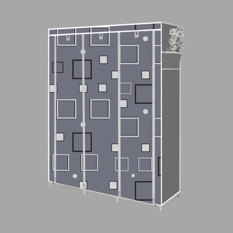 SHOEVAULT 8-Shelf Foldable Wardrobe, Grey-White - Image 8