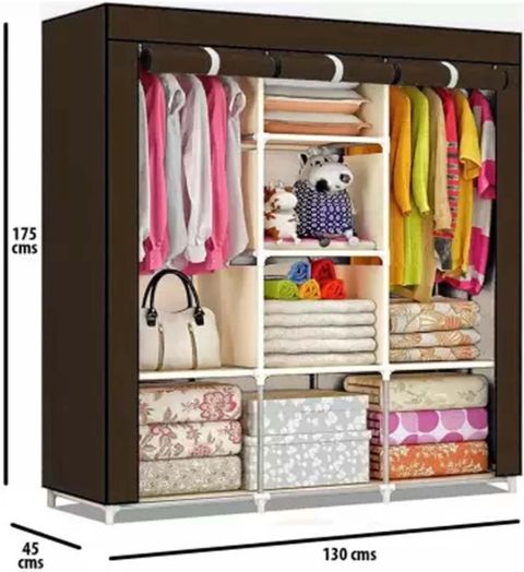 SHOEVAULT SOLID BROWN WARDROBE Carbon Steel Collapsible Wardrobe (Finish Color - BROWN, DIY(Do-It-Yourself)) - Image 7
