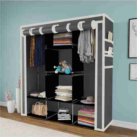 Continental 6+2 Shelves Portable 88130 PP Collapsible Wardrobe (Finish Color - Grey, DIY(Do-It-Yourself)) - Image 5